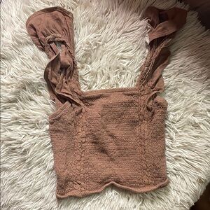 Women's Brown Smocked Top